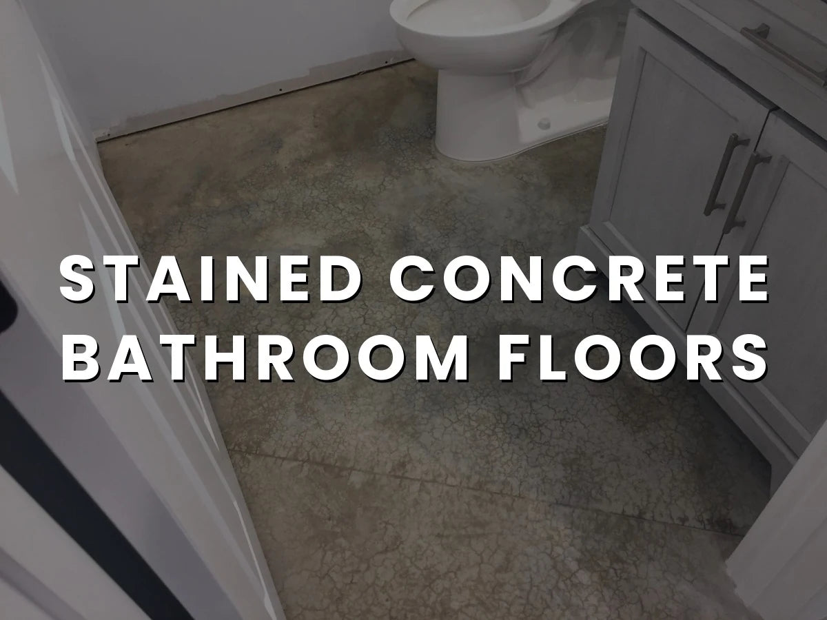 Concrete bathroom floor stained with concrete dye