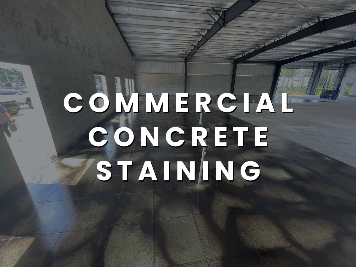 Commercial office concrete floor acid stained in Azure Blue with Black veining, sealed and waxed