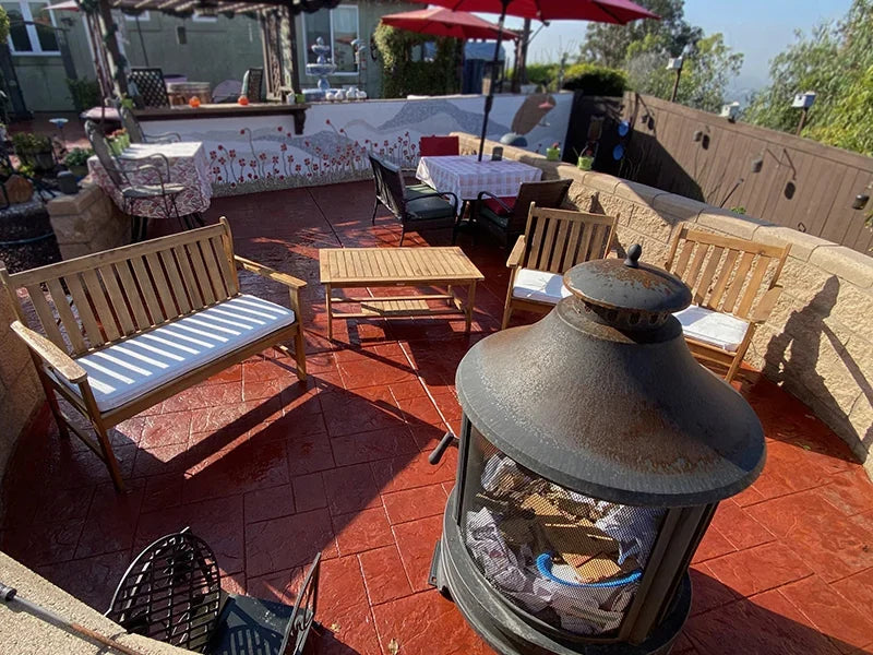 Crimson Antiquing Stained Stamped Concrete Patio