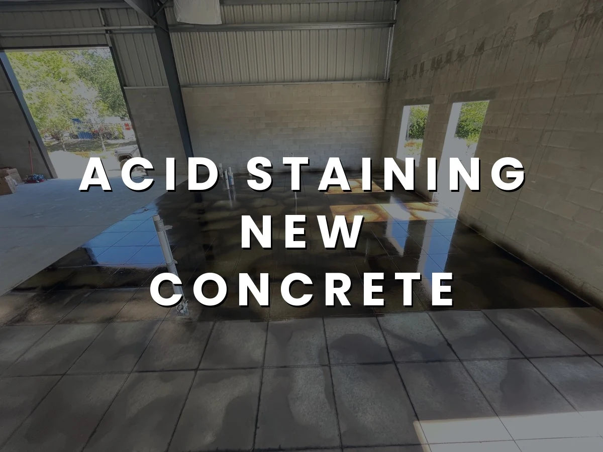Photo of a finished concrete floor, with a glossy and polished surface, showcasing the final outcome of the acid staining process