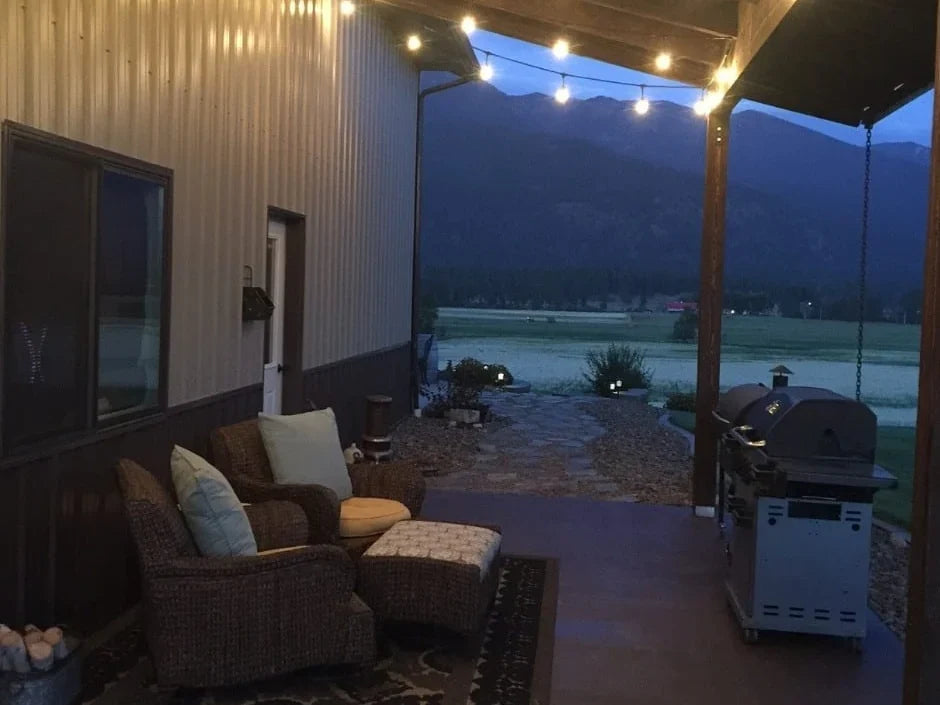 DIY Pole Barn Style Patio with Stained Concrete Floors