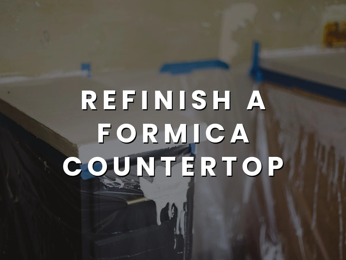 Skim coat of pearl white smooth concrete overlay over Formica countertop