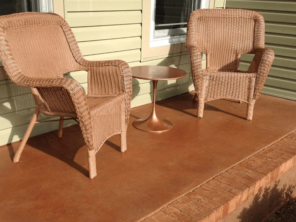 Terra Cotta Antiquing Stain on Concrete Patio
