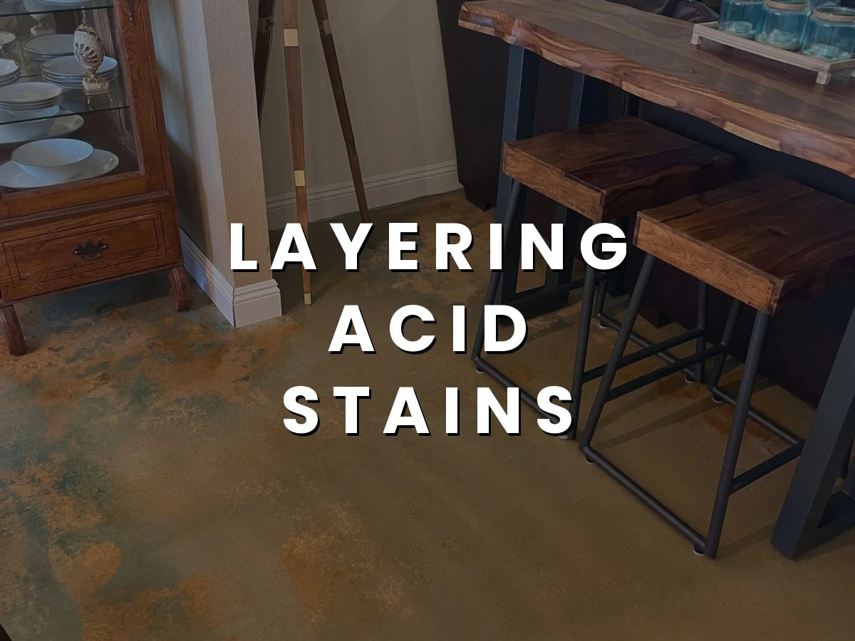 Acid stained floor using Malayan Buff, Cola, &amp; Seagrass colors