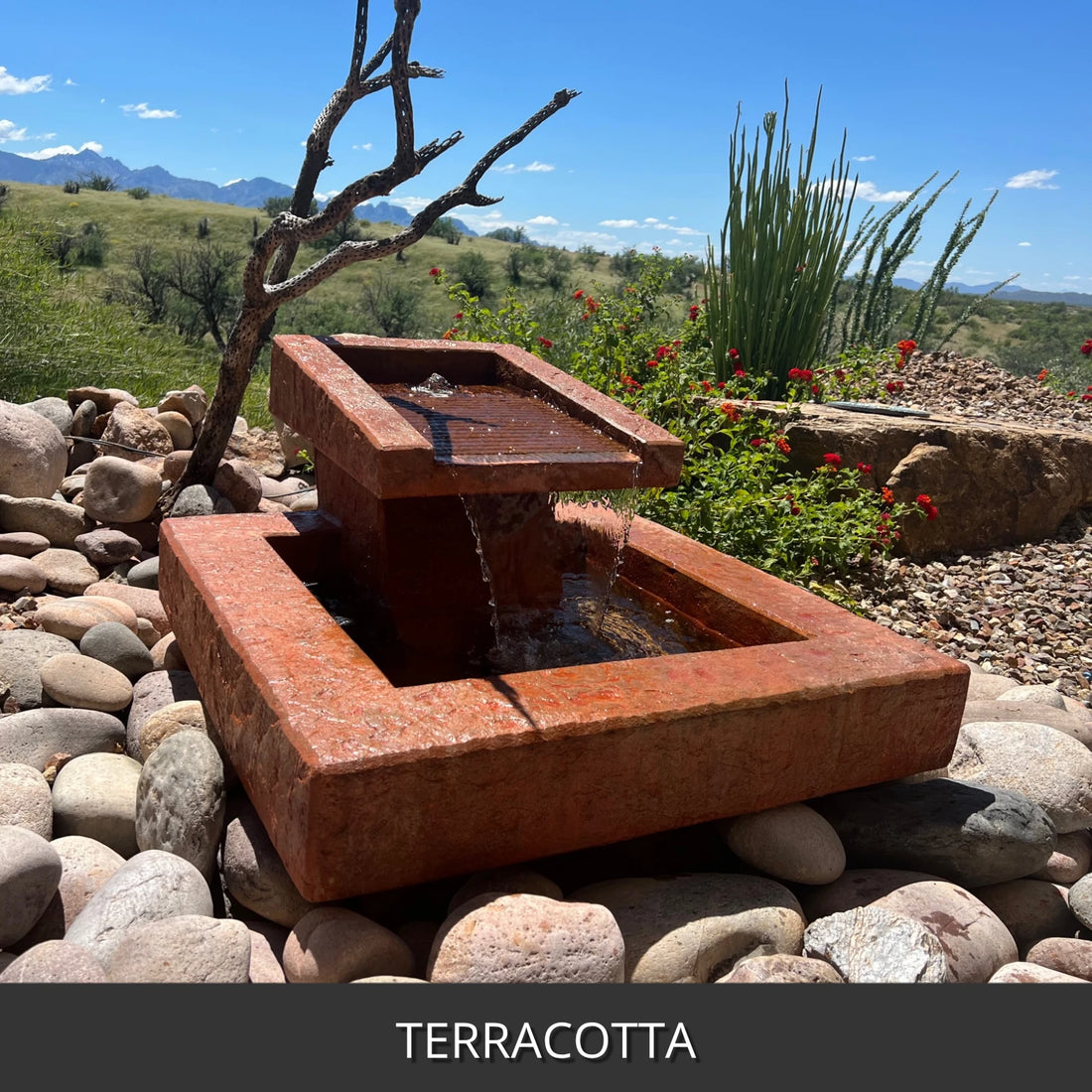 Terracotta Antiquing stain on a concrete water fountain