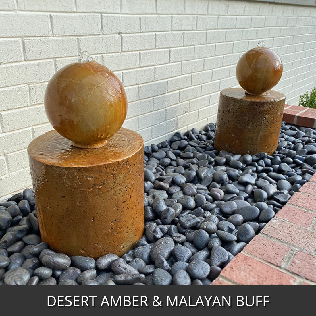 Acid stained DIY concrete fountain detail
