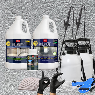 ColorWave® Stain in 601 White with AcquaSeal™ High Gloss, a pump sprayer and application tools, 2-step kit