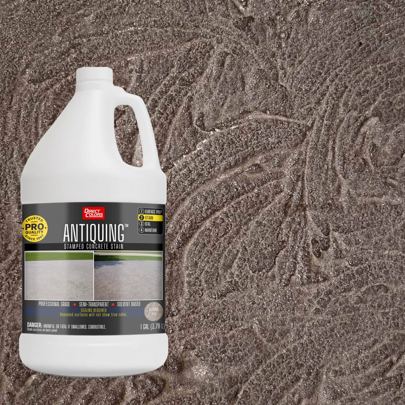 Antiquing stain for stamped concrete patios and pool decks