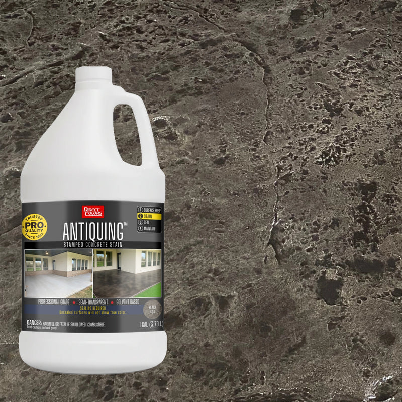 Antiquing stain for stamped concrete patios and pool decks