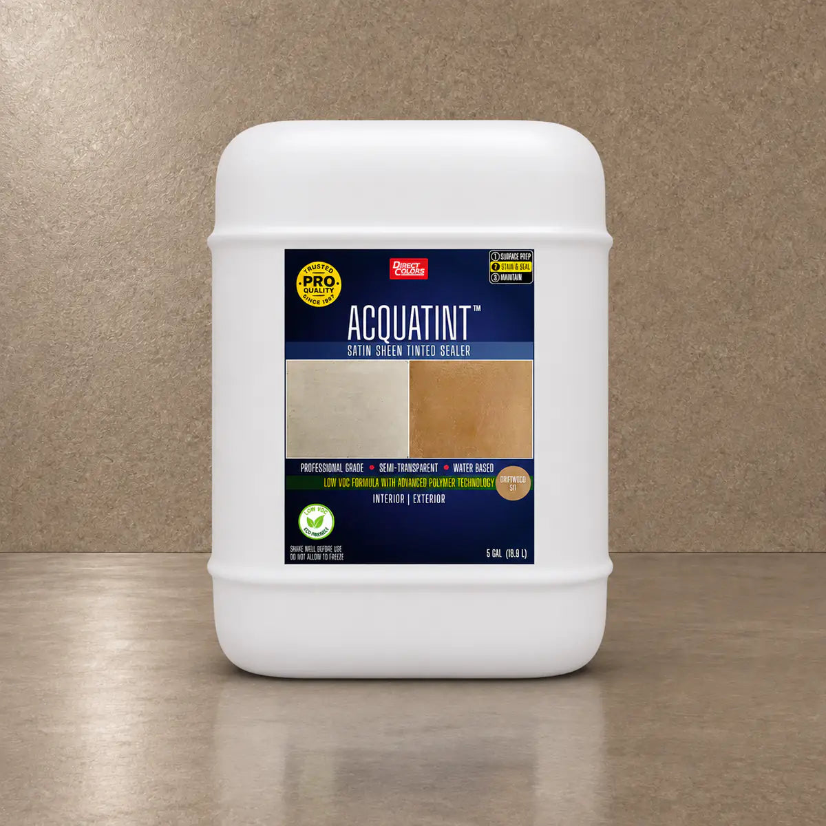 5 gallons of AcquaTint™ PRO Colored Sealer in 511 Driftwood