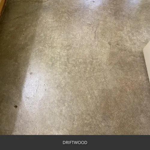 Close view of a sealed concrete floor, AcquaTint™ PRO Colored Sealer in 511 Driftwood