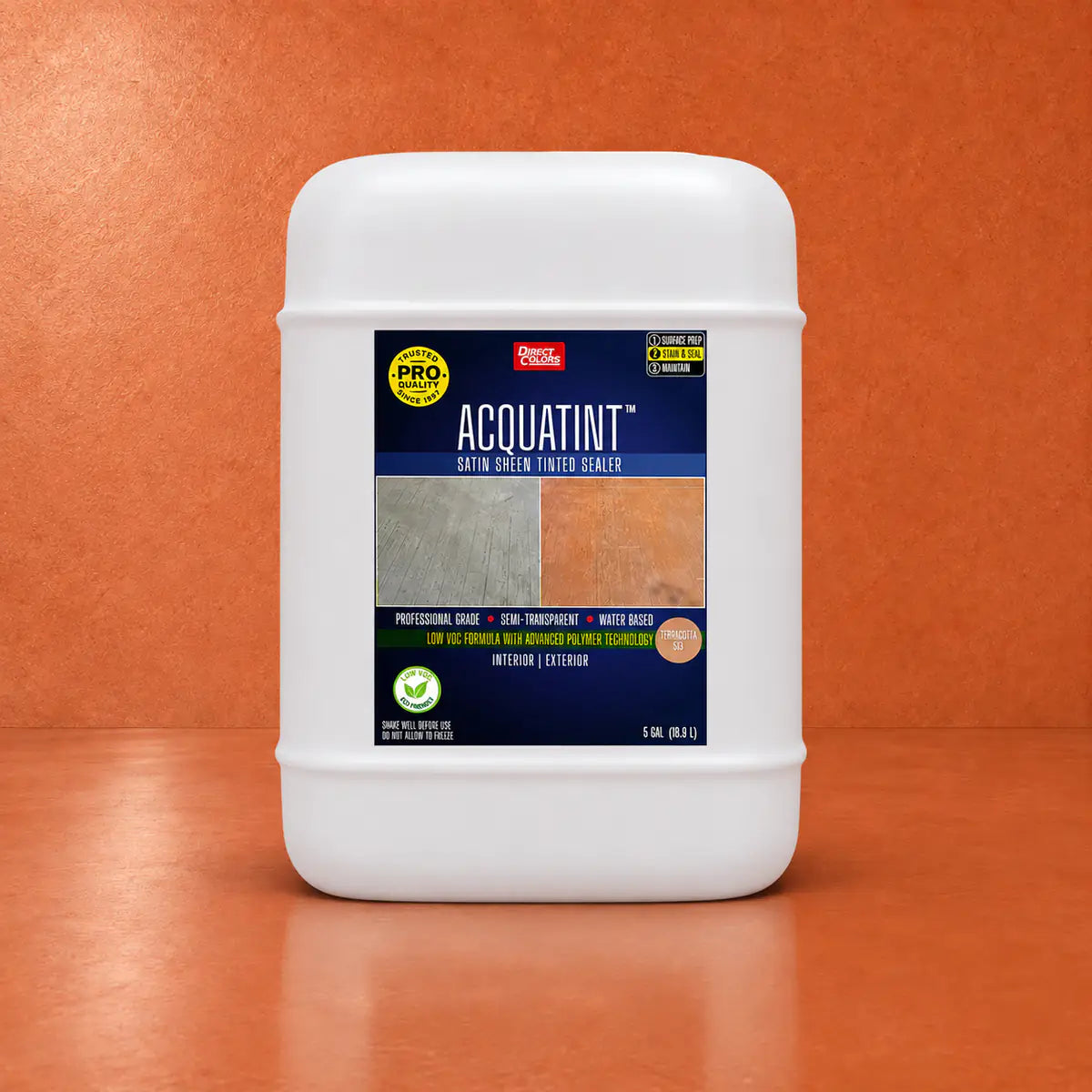 5 gallons of AcquaTint™ PRO Colored Sealer in 513 Terracotta