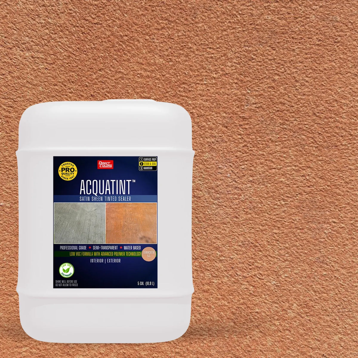 5 gallons of AcquaTint™ PRO Colored Sealer in 513 Terracotta