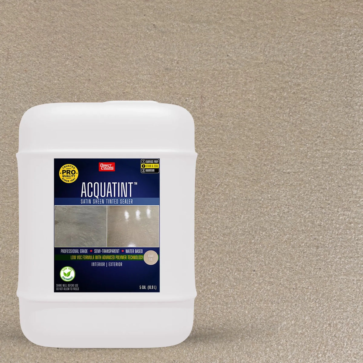 5 gallons of AcquaTint™ PRO Colored Sealer in 516 Khaki