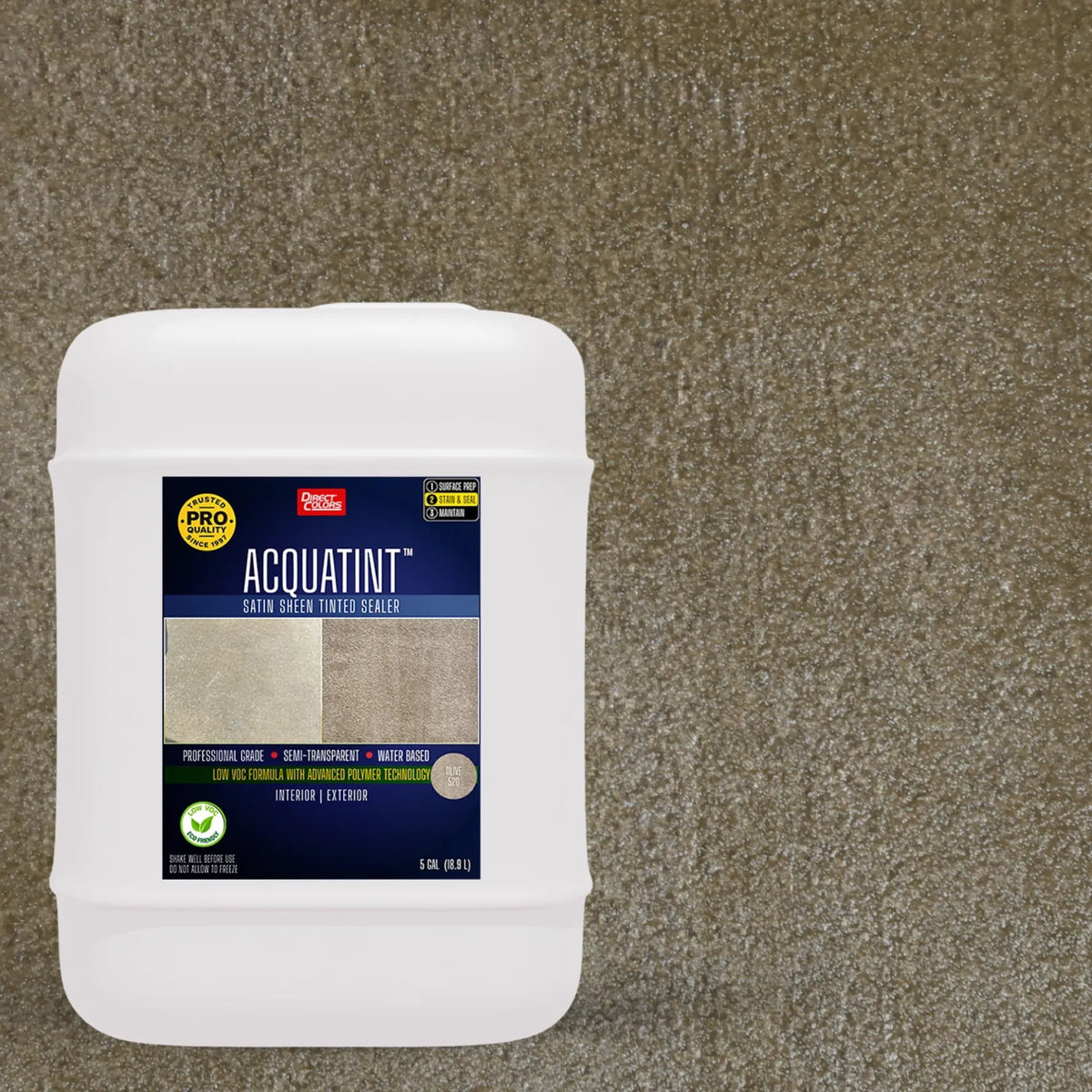 5 gallons of AcquaTint™ PRO Colored Sealer in 520 Olive