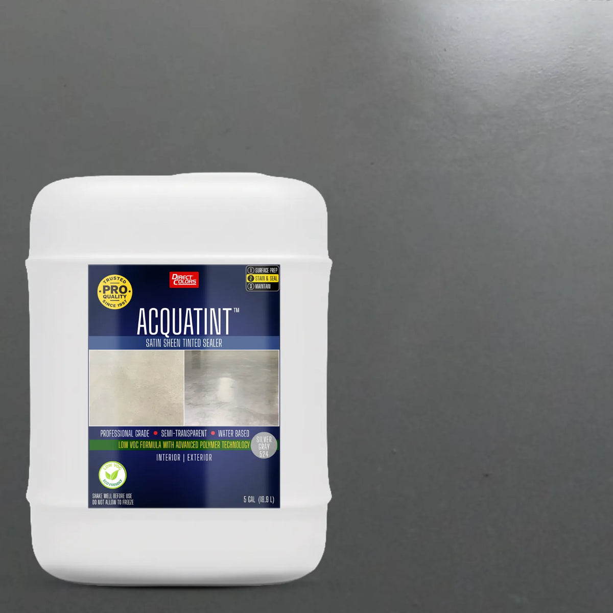 5 gallons of AcquaTint™ PRO Colored Sealer in 524 Silver Gray