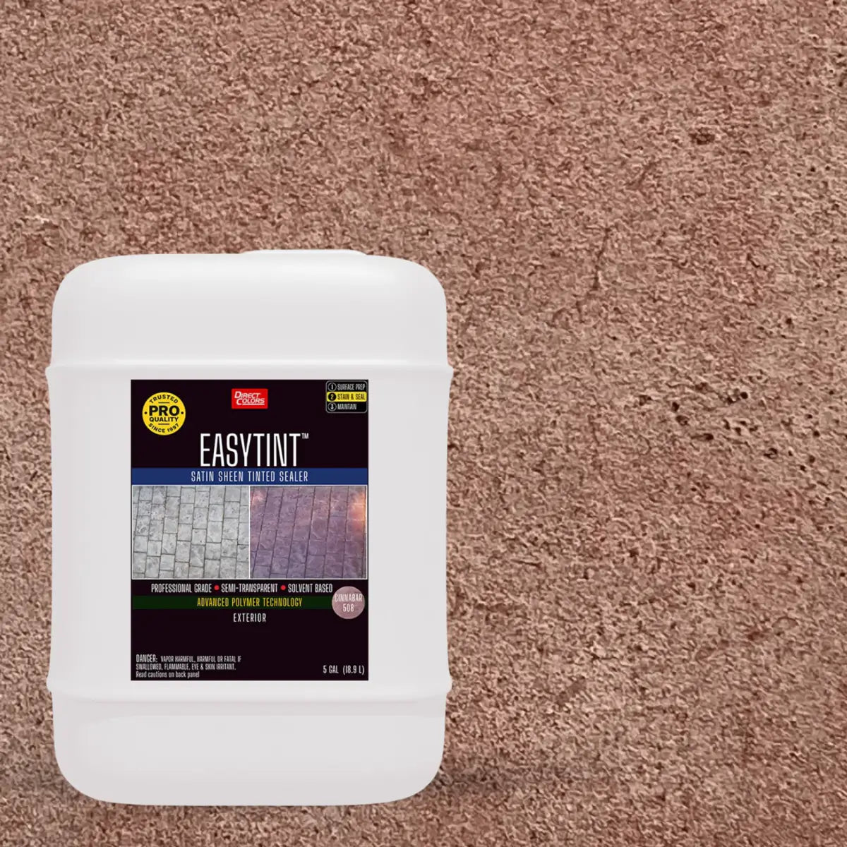 5 gallons of EasyTint™ Tinted Concrete Sealer in 508 Cinnabar