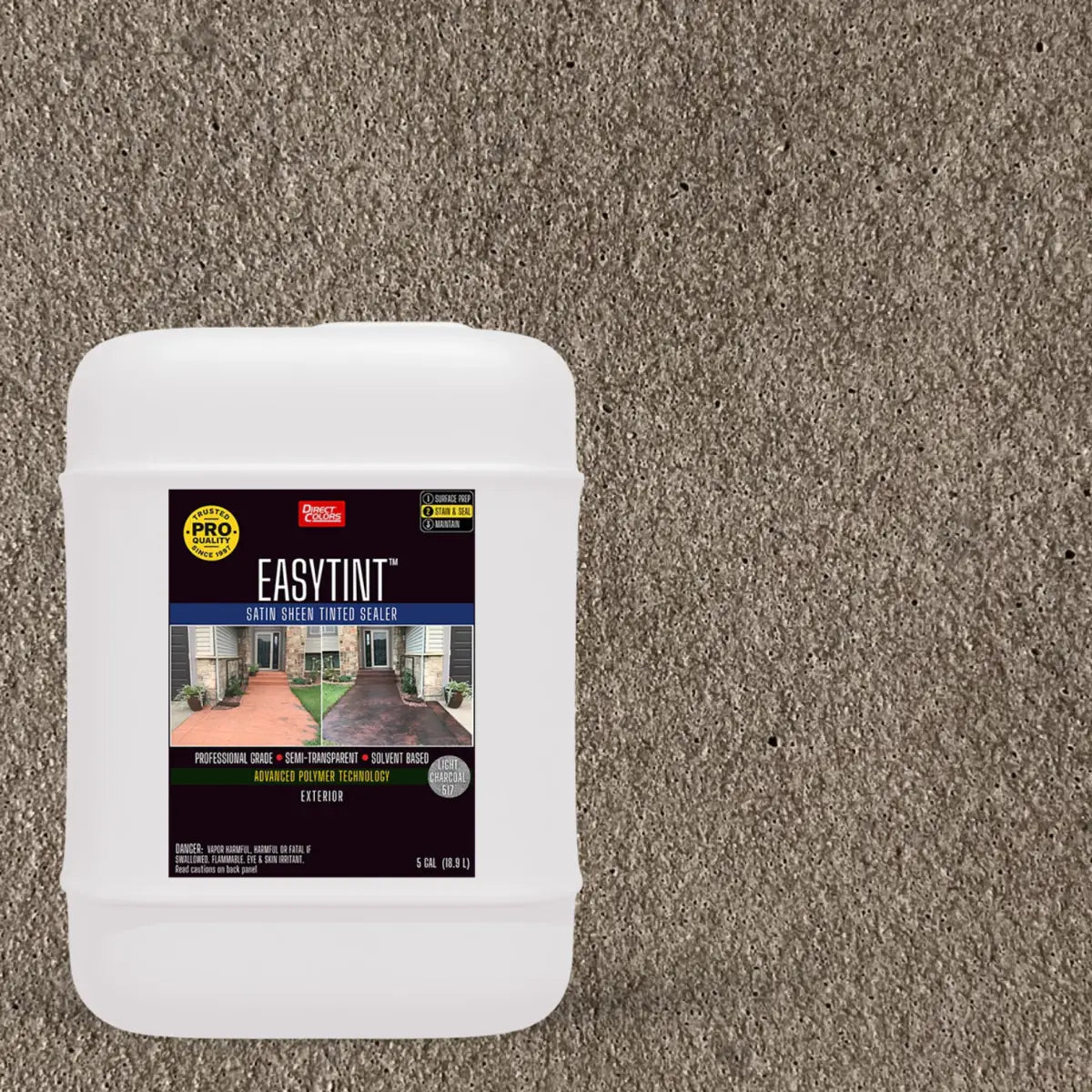 5 gallons of EasyTint™ Tinted Concrete Sealer in 517 Light Charcoal