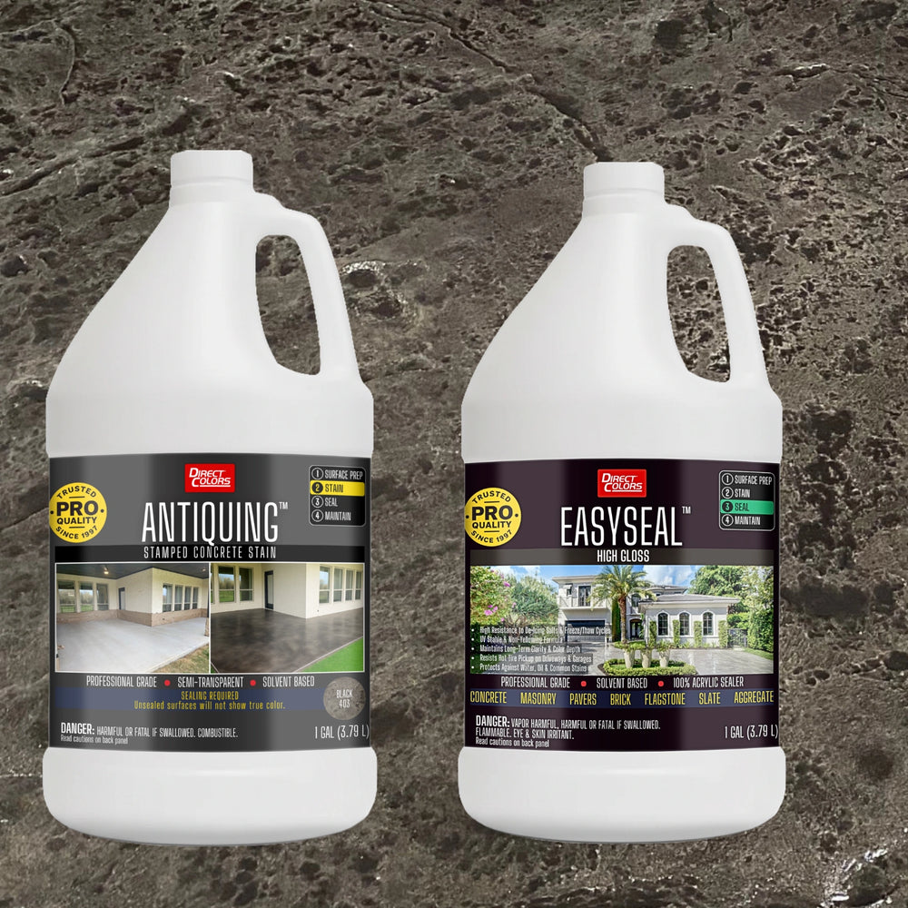 Antiquing™ Stamped Concrete Stain in 403 Black with EasySeal™ High Gloss, 1 gallon 2-step kit