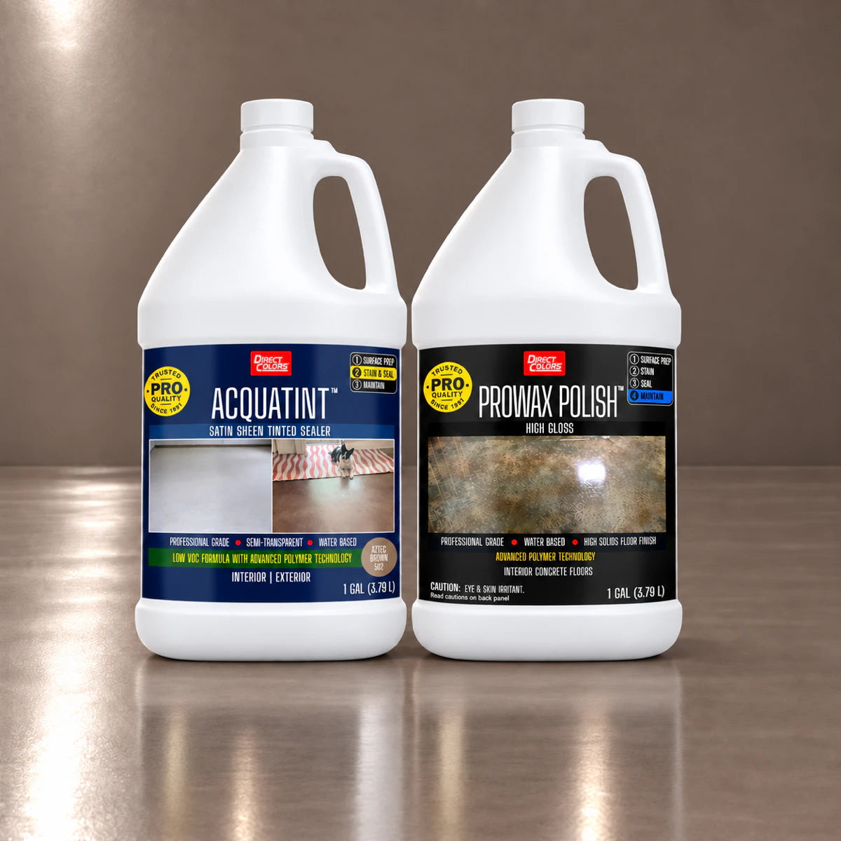 AcquaTint™ PRO Colored Sealer in 502 Aztec Brown with ProWax Polish™ High Gloss, 1 gallon 2-step kit