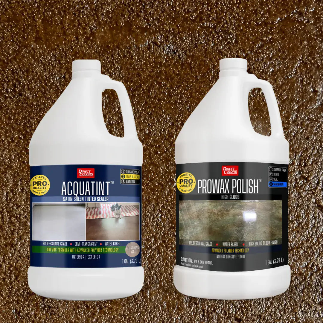 AcquaTint™ PRO Colored Sealer in 502 Aztec Brown with ProWax Polish™ High Gloss, 1 gallon 2-step kit