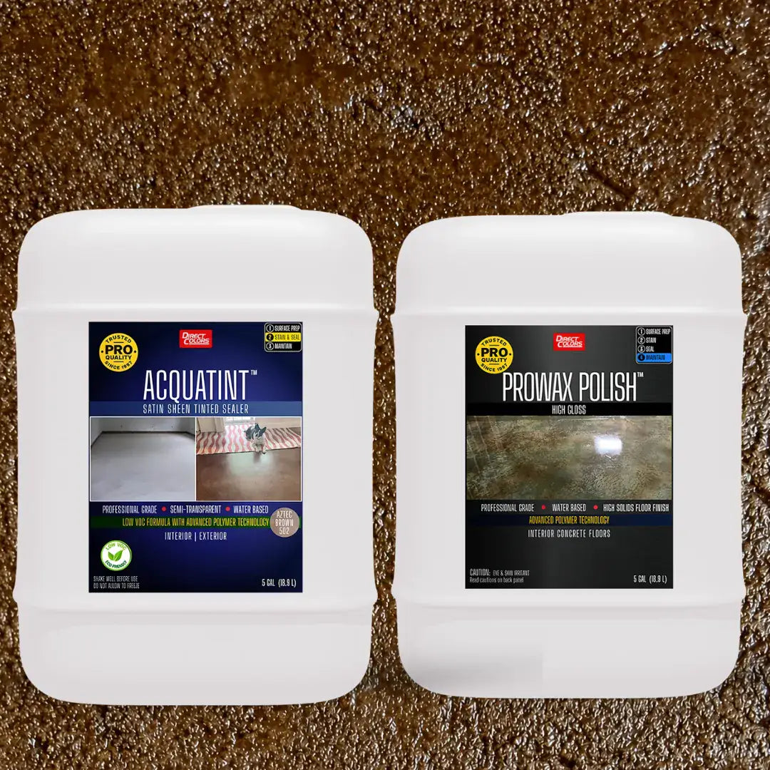 AcquaTint™ PRO Colored Sealer in 502 Aztec Brown with ProWax Polish™ High Gloss, 5 gallon 2-step kit