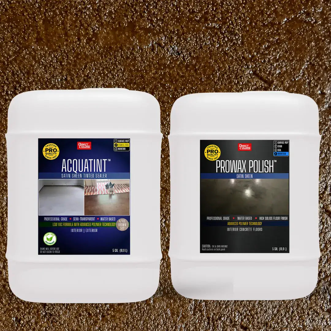 AcquaTint™ PRO Colored Sealer in 502 Aztec Brown with ProWax Polish™ Satin, 5 gallon 2-step kit