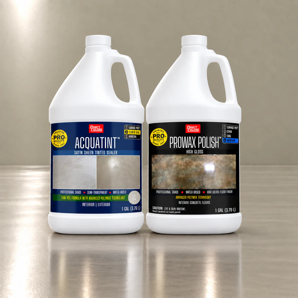AcquaTint™ PRO Colored Sealer in 504 Buff with ProWax Polish™ High Gloss, 1 gallon 2-step kit