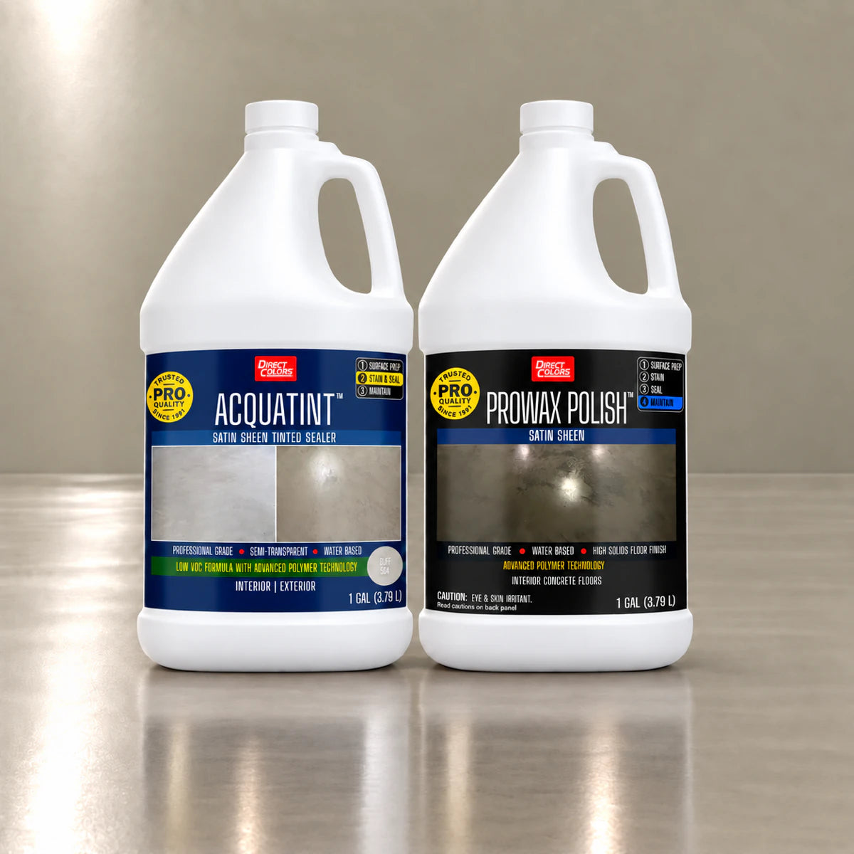 AcquaTint™ PRO Colored Sealer in 504 Buff with ProWax Polish™ Satin, 1 gallon 2-step kit