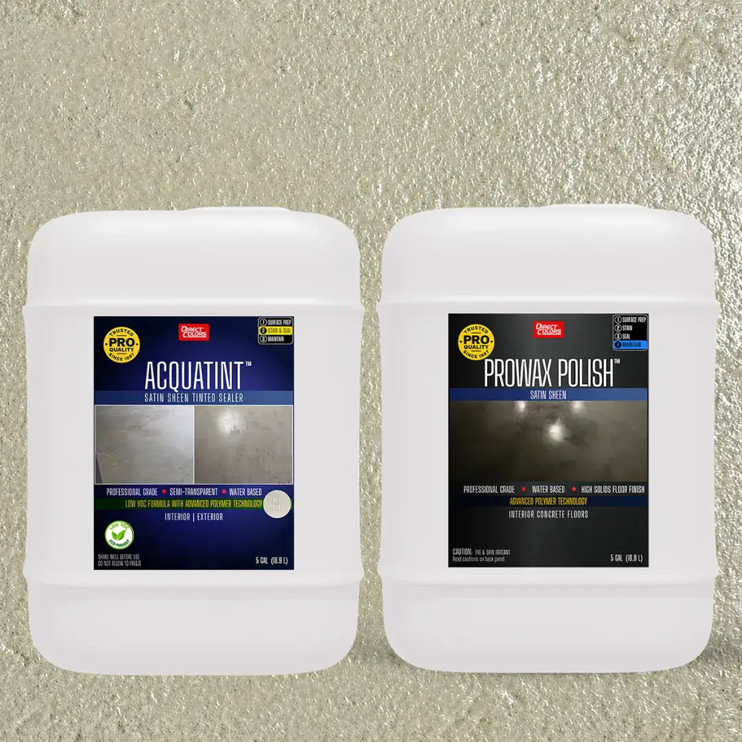 AcquaTint™ PRO Colored Sealer in 504 Buff with ProWax Polish™ Satin, 5 gallon 2-step kit