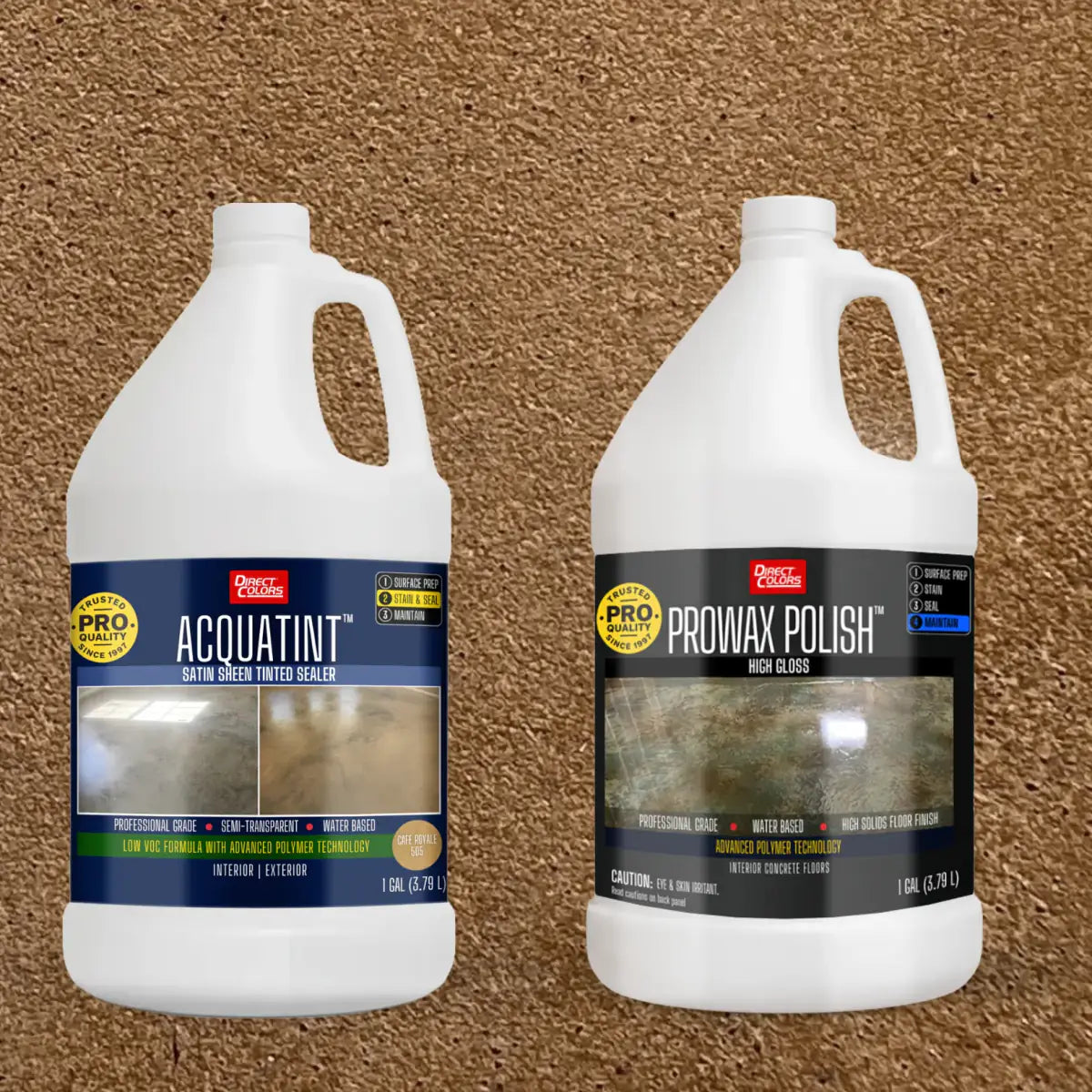 AcquaTint™ PRO Colored Sealer in 505 Cafe Royale with ProWax Polish™ High Gloss, 1 gallon 2-step kit