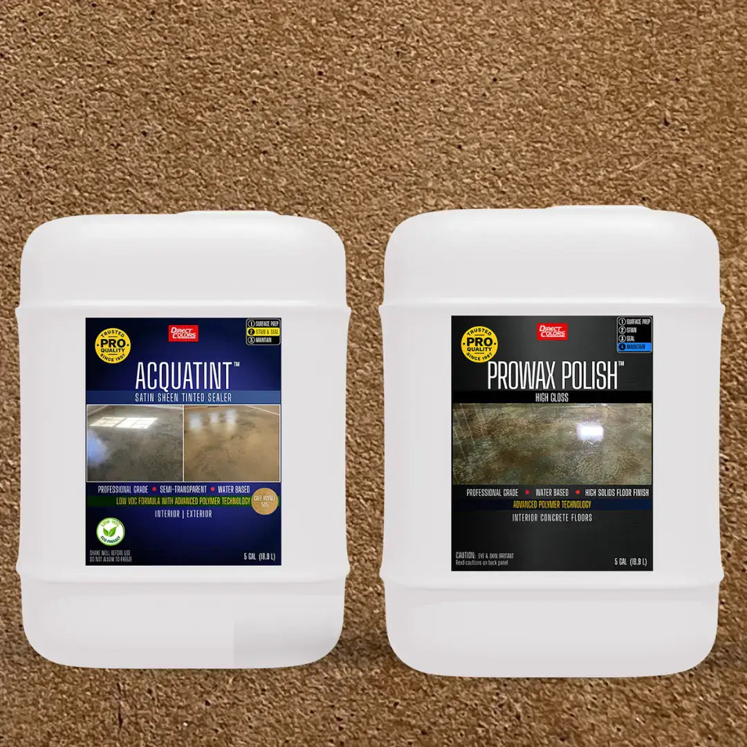 AcquaTint™ PRO Colored Sealer in 505 Cafe Royale with ProWax Polish™ High Gloss, 5 gallon 2-step kit