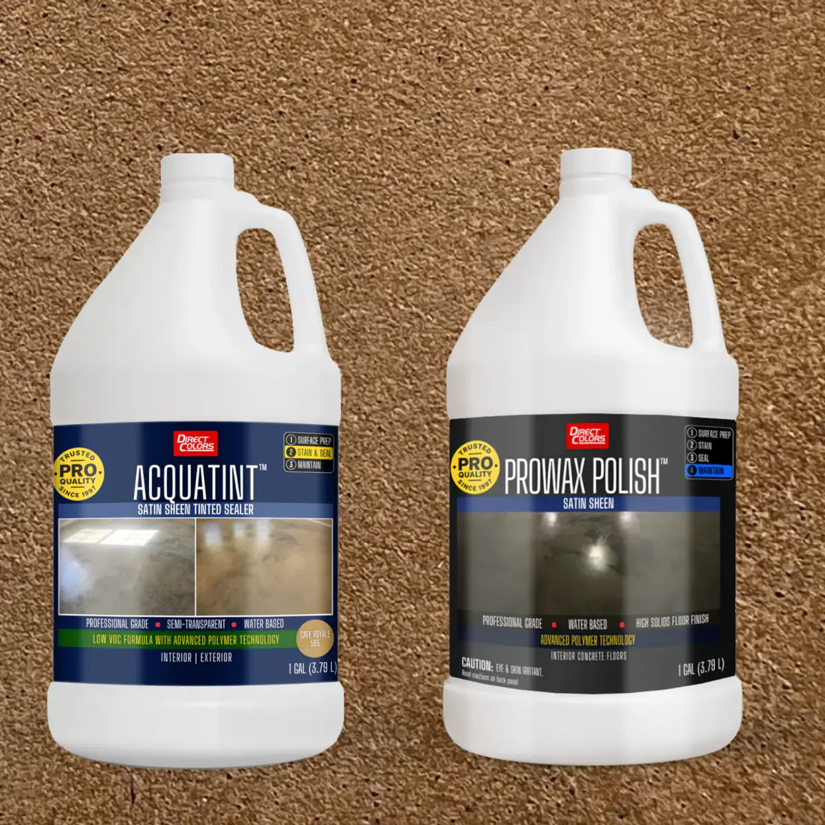 AcquaTint™ PRO Colored Sealer in 505 Cafe Royale with ProWax Polish™ Satin, 1 gallon 2-step kit