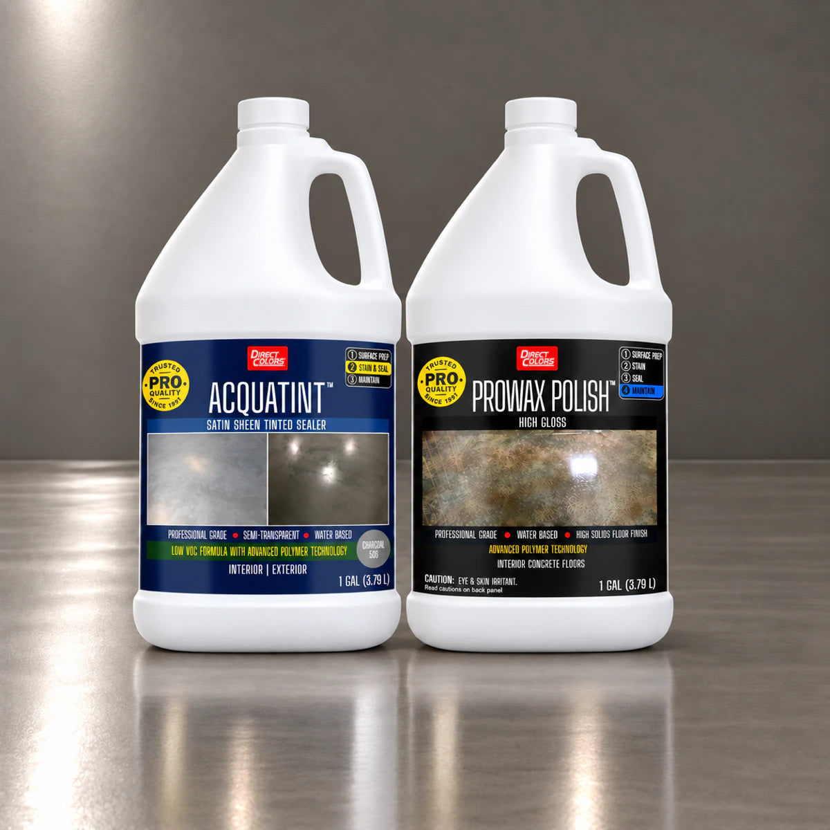 AcquaTint™ PRO Colored Sealer in 506 Charcoal with ProWax Polish™ High Gloss, 1 gallon 2-step kit