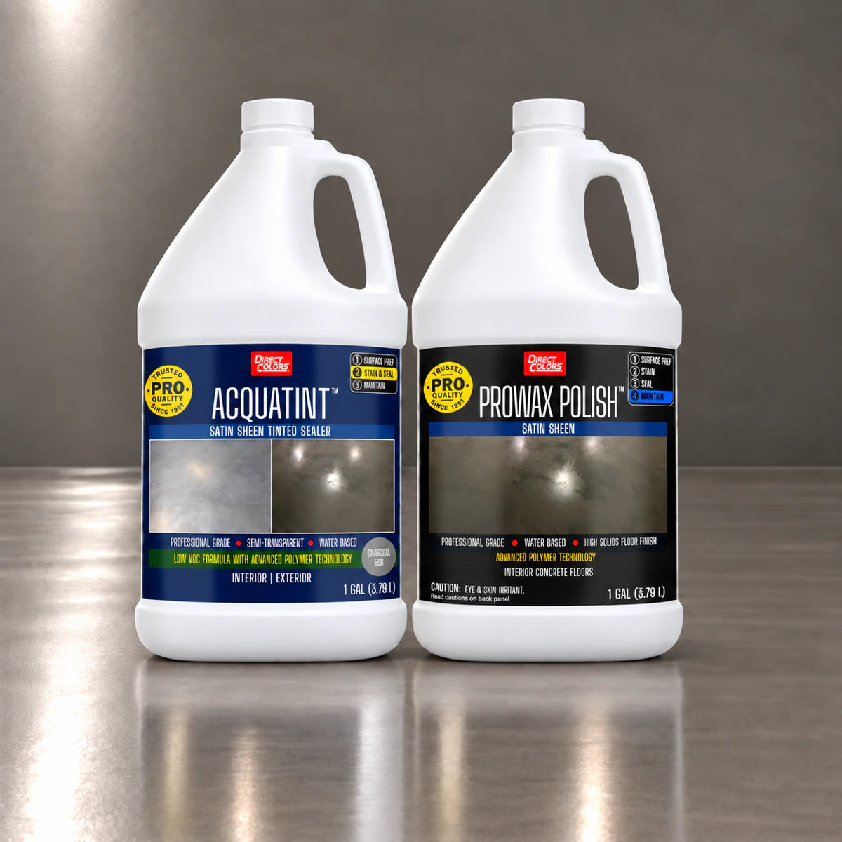 AcquaTint™ PRO Colored Sealer in 506 Charcoal with ProWax Polish™ Satin, 1 gallon 2-step kit