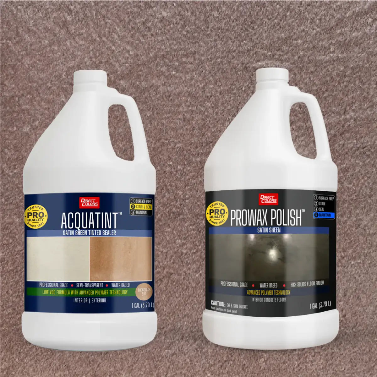 AcquaTint™ PRO Colored Sealer in 507 Chocolate with ProWax Polish™ Satin, 1 gallon 2-step kit