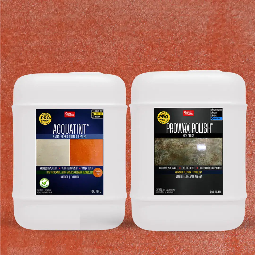 AcquaTint™ PRO Colored Sealer in 509 Crimson with ProWax Polish™ High Gloss, 5 gallon 2-step kit