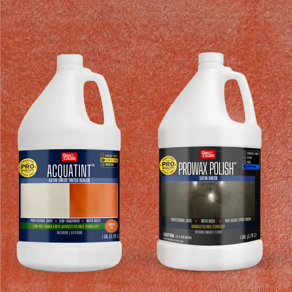 AcquaTint™ PRO Colored Sealer in 509 Crimson with ProWax Polish™ Satin, 1 gallon 2-step kit
