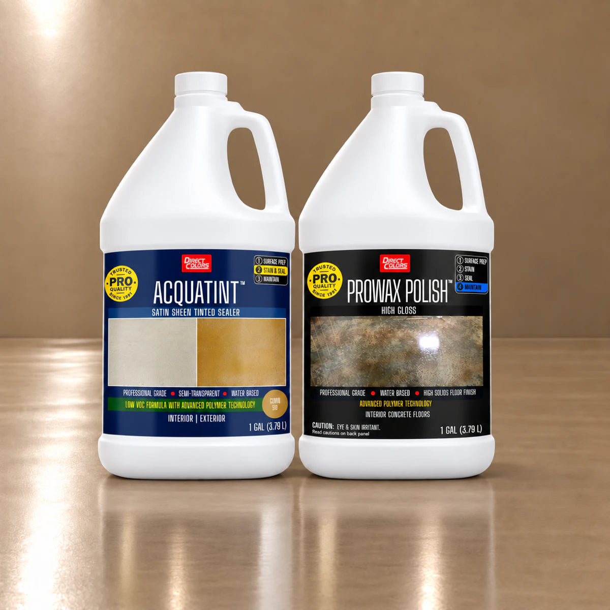AcquaTint™ PRO Colored Sealer in 510 Cumin with ProWax Polish™ High Gloss, 1 gallon 2-step kit