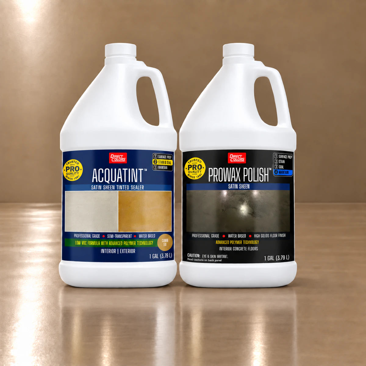 AcquaTint™ PRO Colored Sealer in 510 Cumin with ProWax Polish™ Satin, 1 gallon 2-step kit