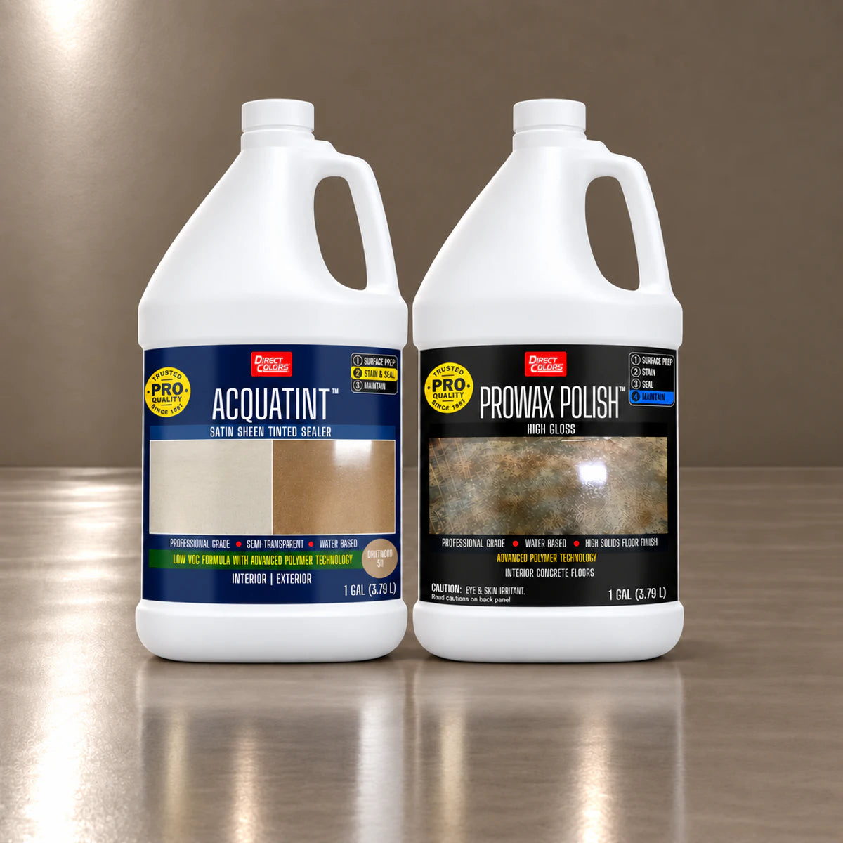 AcquaTint™ PRO Colored Sealer in 511 Driftwood with ProWax Polish™ High Gloss, 1 gallon 2-step kit