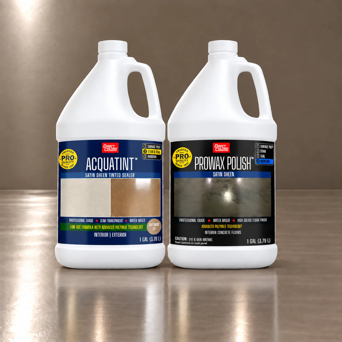AcquaTint™ PRO Colored Sealer in 511 Driftwood with ProWax Polish™ Satin, 1 gallon 2-step kit