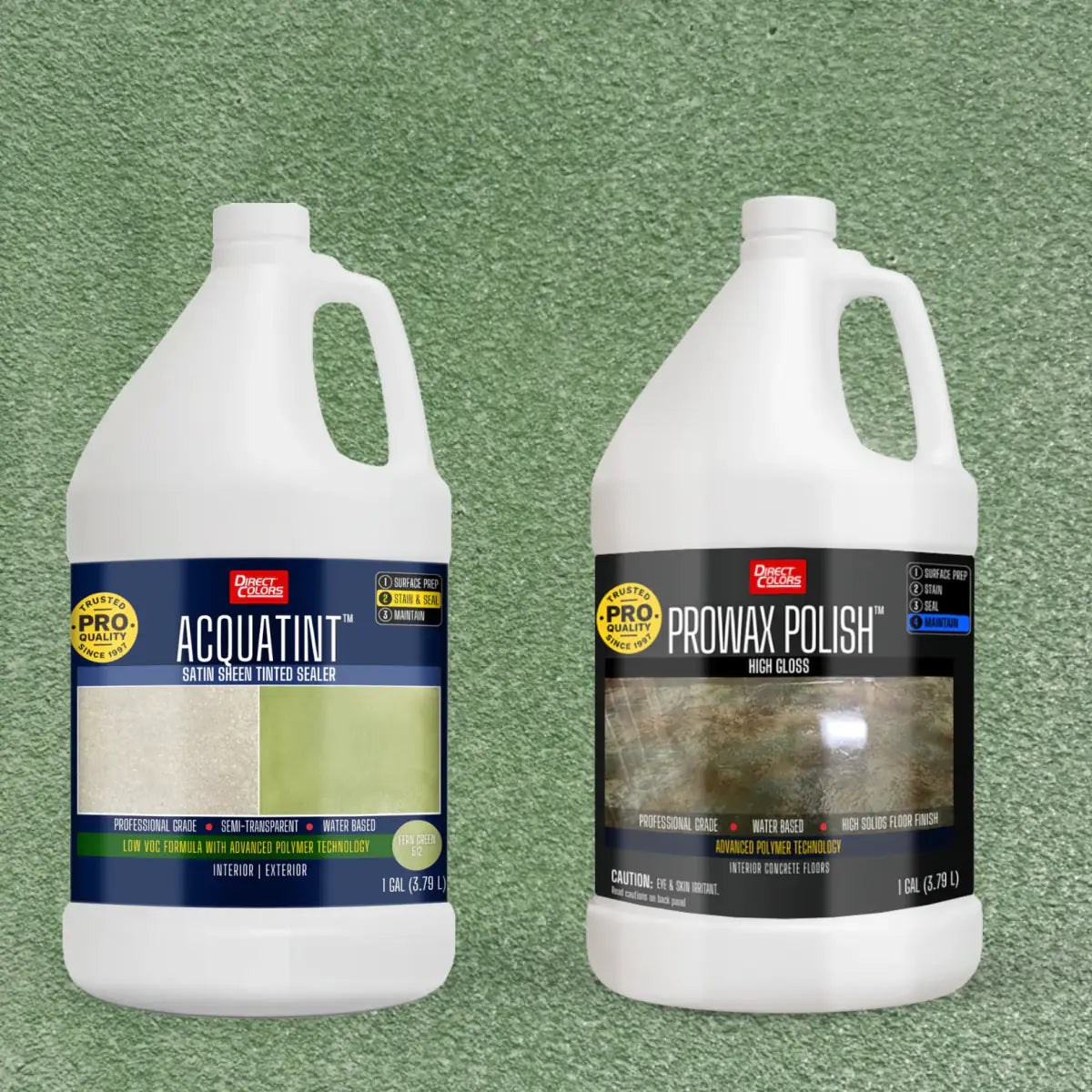 AcquaTint™ PRO Colored Sealer in 512 Fern Green with ProWax Polish™ High Gloss, 1 gallon 2-step kit