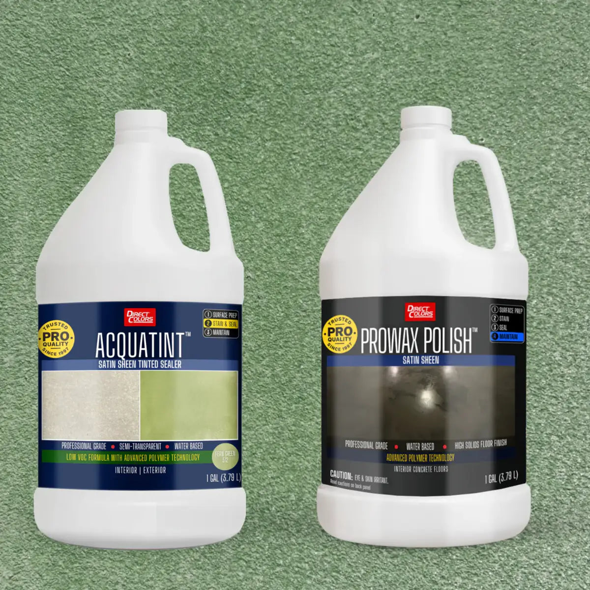 AcquaTint™ PRO Colored Sealer in 512 Fern Green with ProWax Polish™ Satin, 1 gallon 2-step kit
