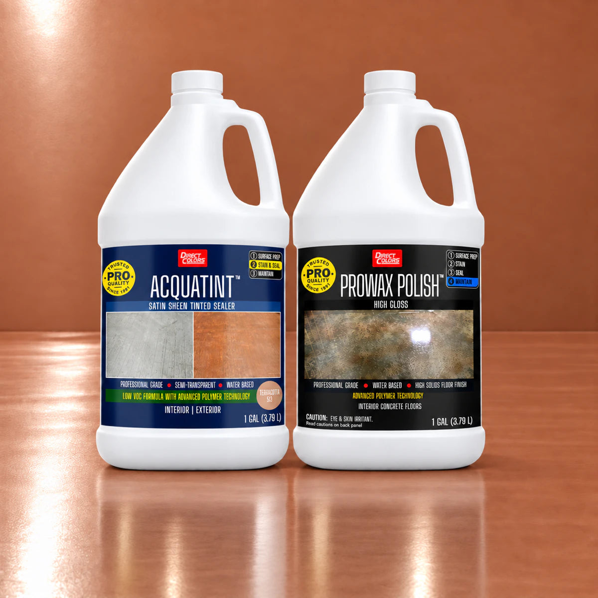 AcquaTint™ PRO Colored Sealer in 513 Terracotta with ProWax Polish™ High Gloss, 1 gallon 2-step kit