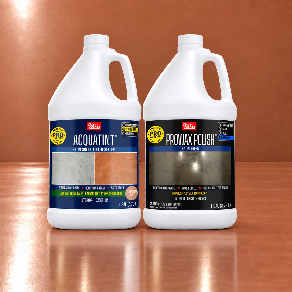 AcquaTint™ PRO Colored Sealer in 513 Terracotta with ProWax Polish™ Satin, 1 gallon 2-step kit