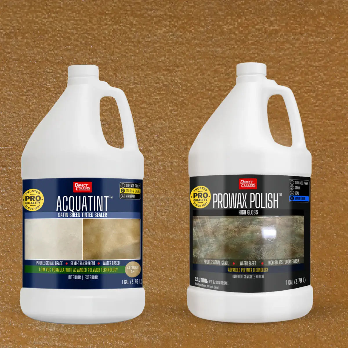 AcquaTint™ PRO Colored Sealer with ProWax Polish™ High Gloss, 1 gallon 2-step kit