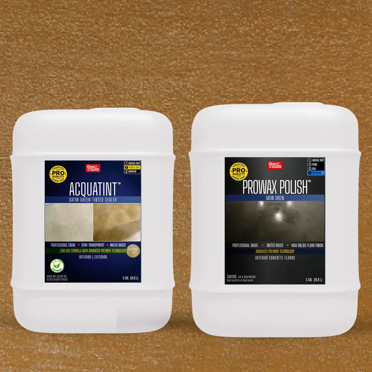 AcquaTint™ PRO Colored Sealer with ProWax Polish™ Satin, 5 gallon 2-step kit