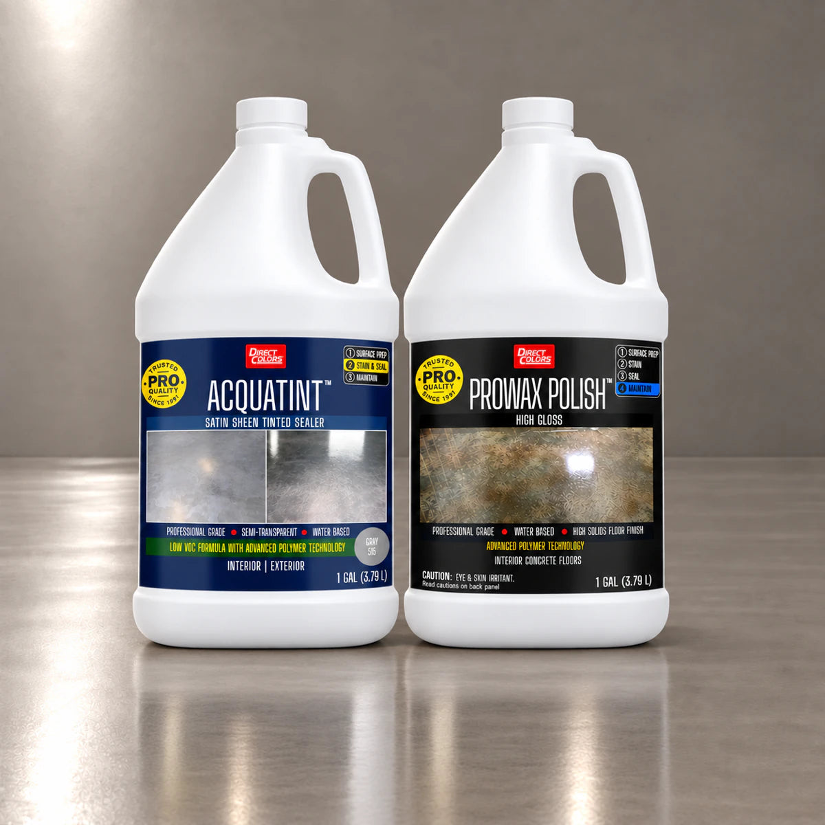 AcquaTint™ PRO Colored Sealer in 515 Gray with ProWax Polish™ High Gloss, 1 gallon 2-step kit