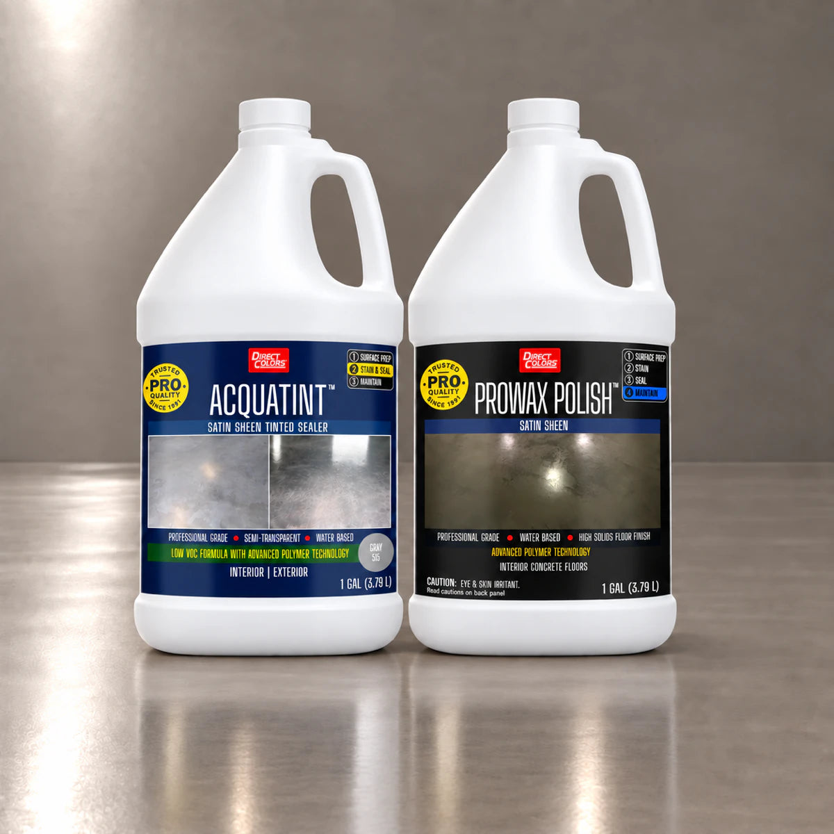 AcquaTint™ PRO Colored Sealer in 515 Gray with ProWax Polish™ Satin, 1 gallon 2-step kit